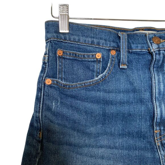 Madewell High Rise Denim Mid Length Jean Shorts Size 27 Raw Hem - Picture 3 of 11